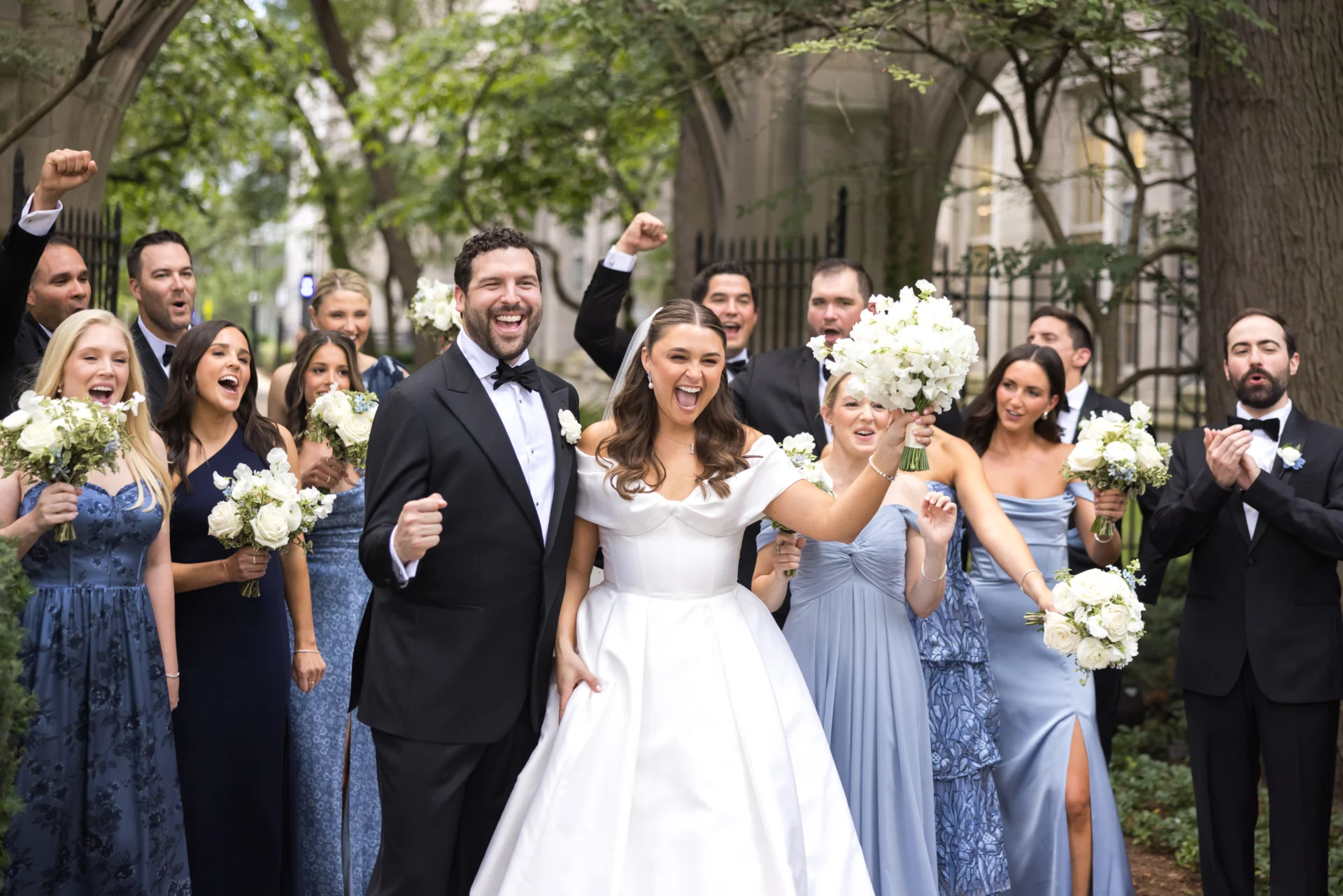 Wedding photographer in Chicago — bride and groom at Northwestern Law